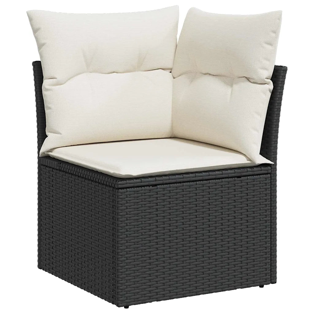 Set Divano da Giardino con cuscino 8 pcs Nero polyrattan 3346977