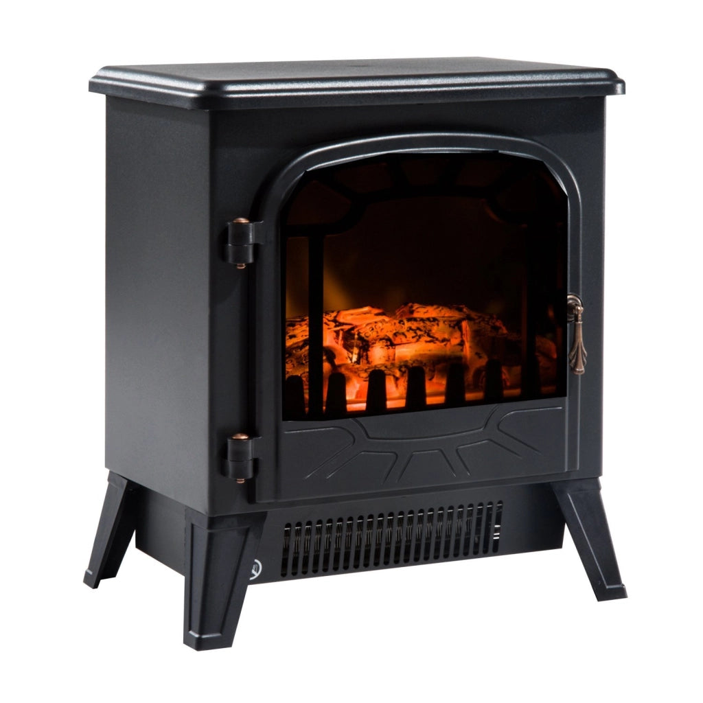 EasyComfort Camino Elettrico con Effetto Fiamma Regolabile, Caminetto Elettrico 925W/1850W con Temperatura Regolabile, Termostato, Protezione da Surriscaldamento, 36 x 25.5 x 41.5cm, Nero