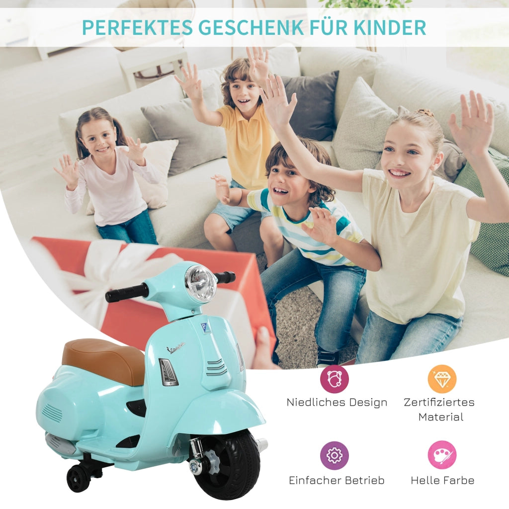 Vespa Moto Elettrica per Bambini 18-36 Mesi Verde con Luci LED e Suoni Ruote Stabilizzatrici