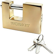 LUCCHETTO RETTANGOLARE WORKIT - OTTONE CHIAVI 3 MM 90- 6 pezzi