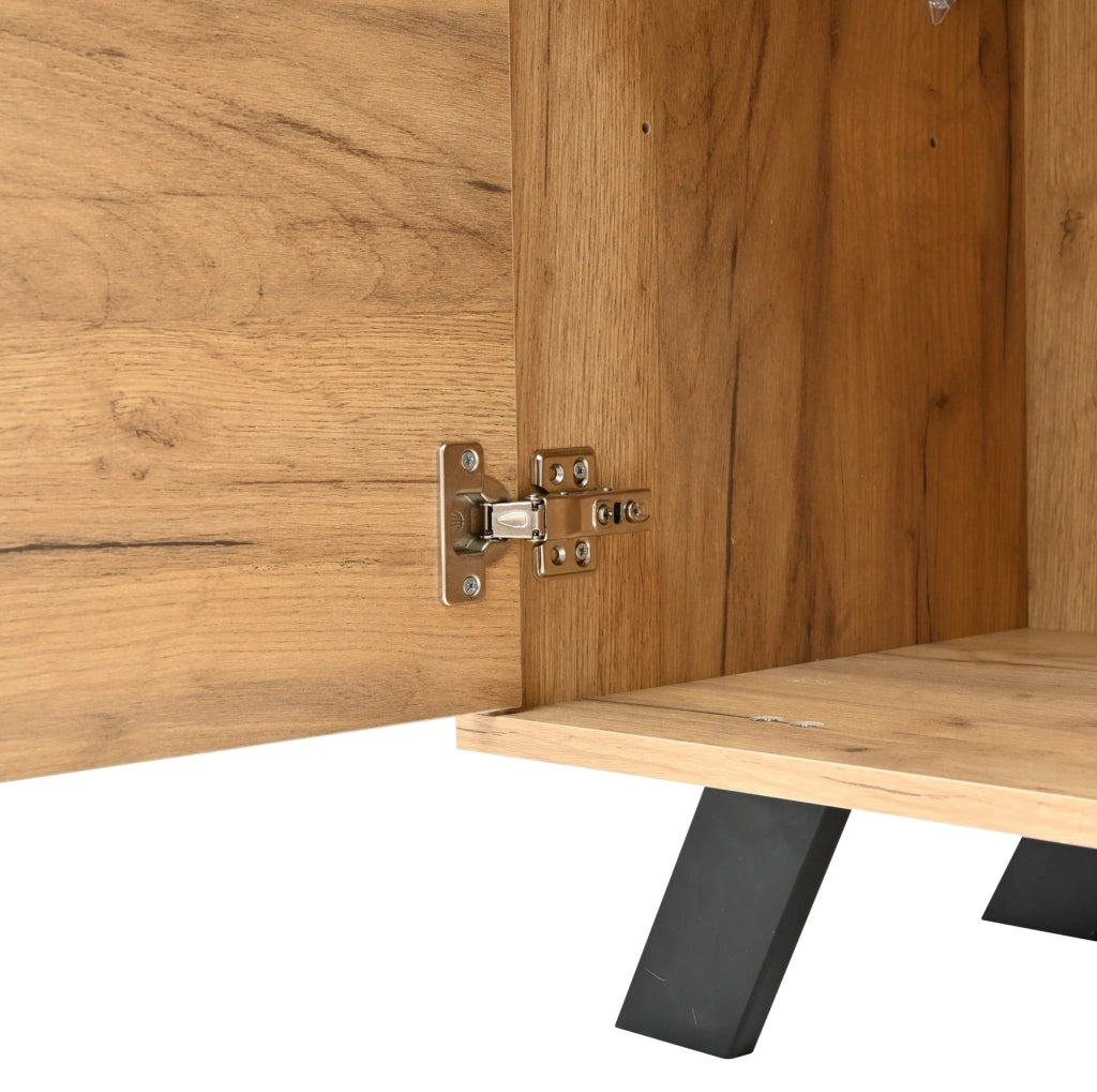 Madia 120 x 38 x 75 cm con 4 cassetti e 2 scomparti; MDF e legno massello; nero e naturale HOMVRA