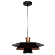 Lampada a sospensione Luminex Plato nera rame Ø34 E27