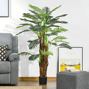 Palma artificiale con 5 tronchi e rami modellabili in plastica verde per interni ed esterni 165 × 20 × 20 cm