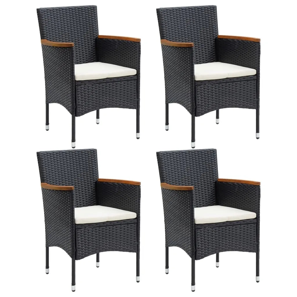 Set da Pranzo per Giardino 5 pz con Cuscini Polyrattan Nero 3095016