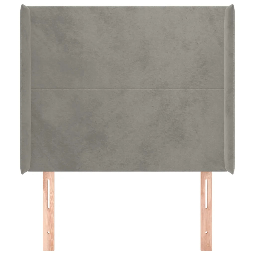 Testiera | Testata ad Orecchio Grigio Chiaro 93x16x118/128 cm in Velluto