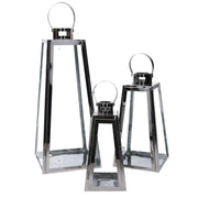 Lanterna metallo 1-3 argento quadro cm20,5x20h47