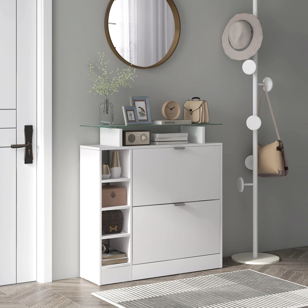 Scarpiera con cassetti e ripiani ¨C Minimal ¨C bianco, 89x25x92 cm