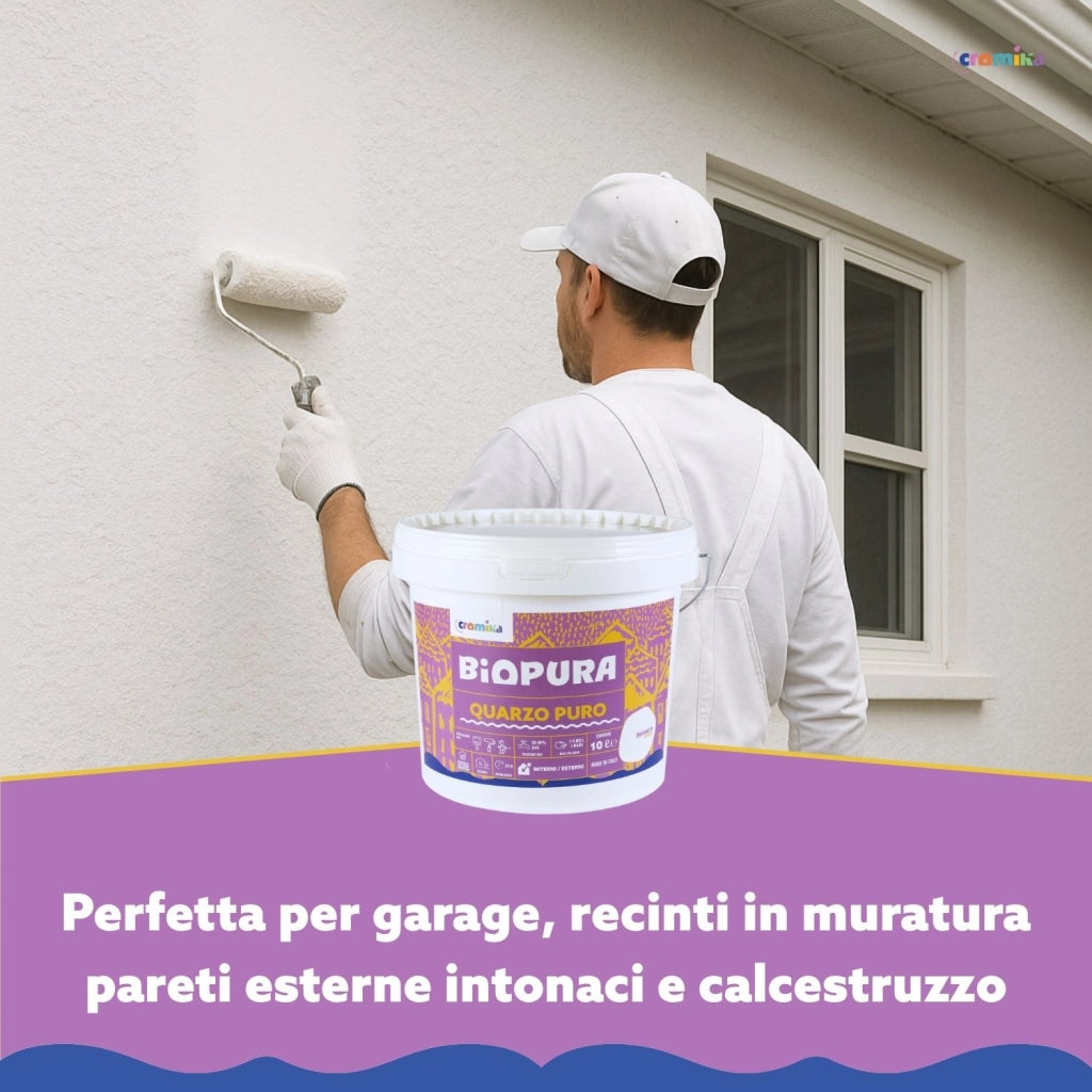 Pittura murale quarzo puro interni esterni finitura opaca linea biopura cromika *** formato 10 lt, confezione 1