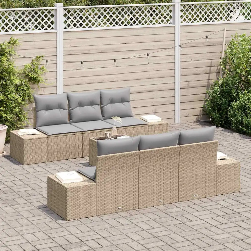 Set Divano da Giardino 8 pcs Beige e grigio polyrattan 3355619