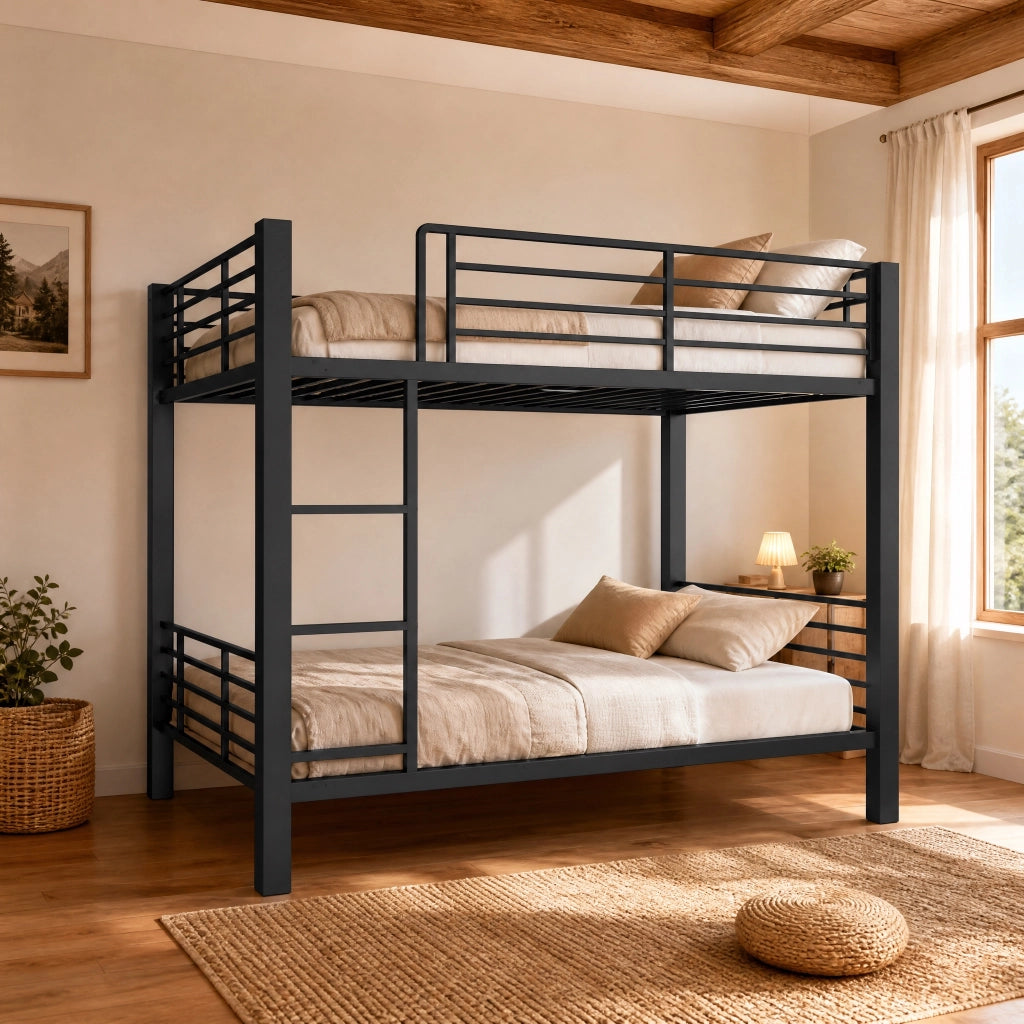 letto a castello metallo nero 100 x 200 cm