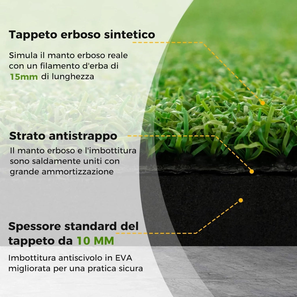 appeto da Allenamento Golf 3-in-1, Tappetino da Allenamento in Erba Sintetica con 2 Punte da Golf, 2 Aste di Allineamento e 3 Fori Preforati per le Punte