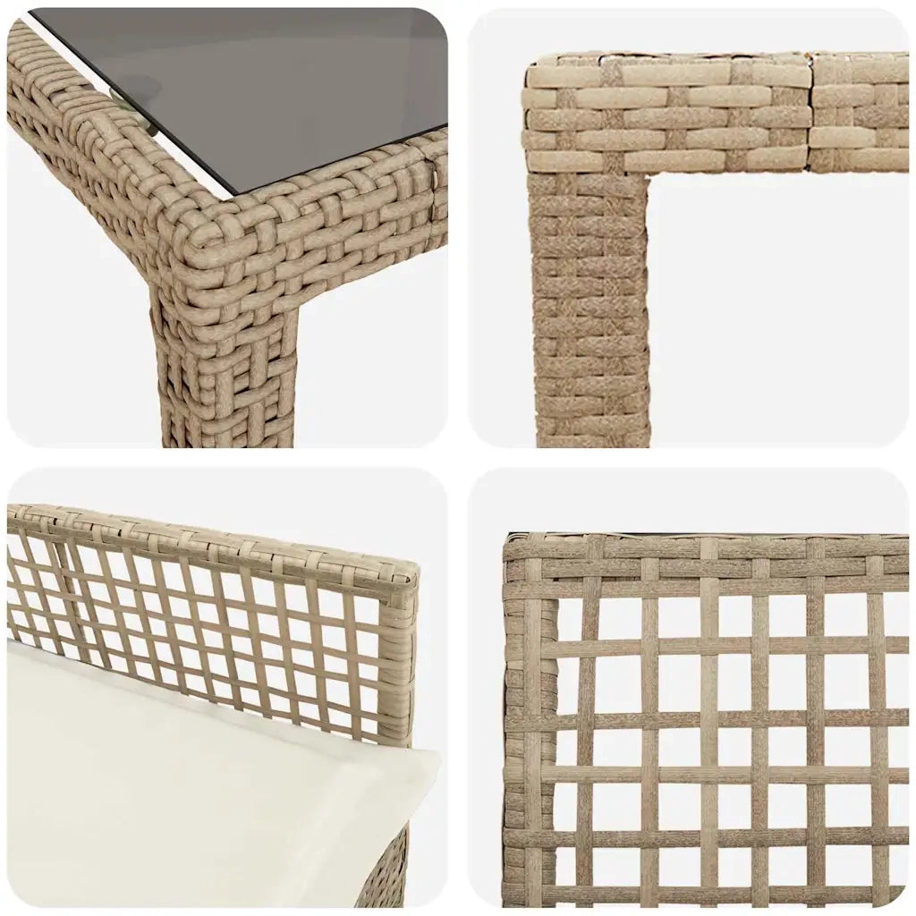 Set da Pranzo per Giardino 11 pcs Beige polyrattan 3334894