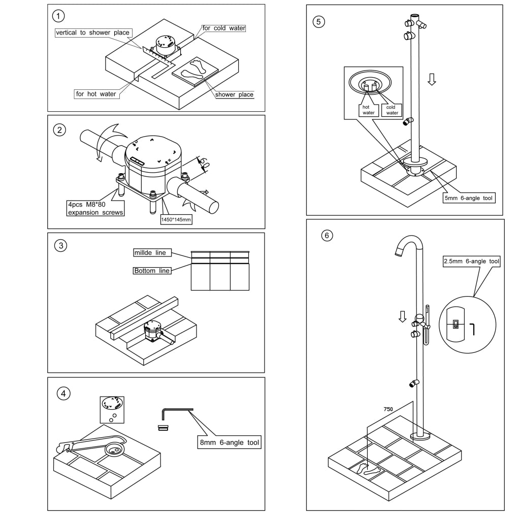 SINED Doccia Nera in Acciaio Inox 316L per Esterno 244 cm Sistema Cbox Miscelatore Integrato Ideale per Giardini e Piscine Modello DOCCIAOLBIANERA