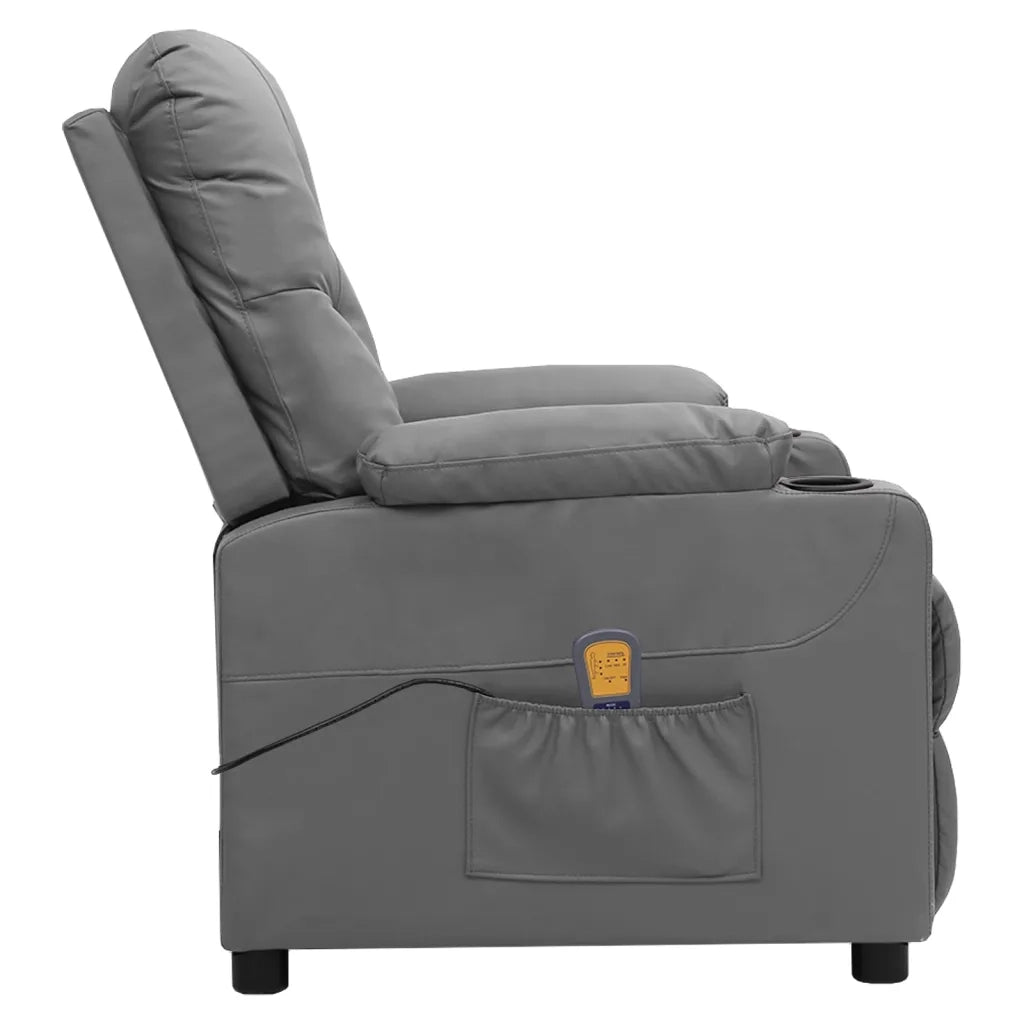 Poltrona Massaggiante | Sedia Relax Grigia in Similpelle