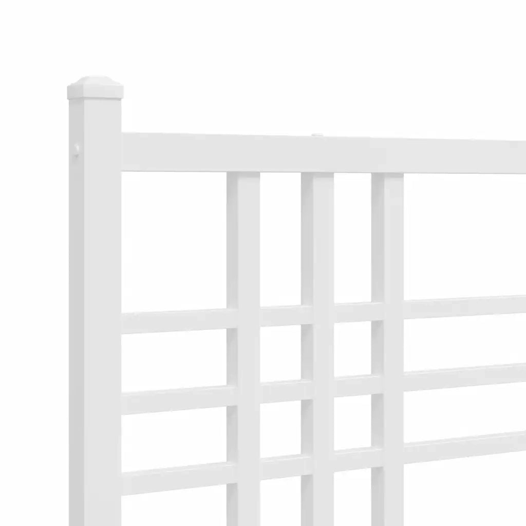 Giroletto con Testiera e Pediera Metallo Bianco 120x200 cm 376389