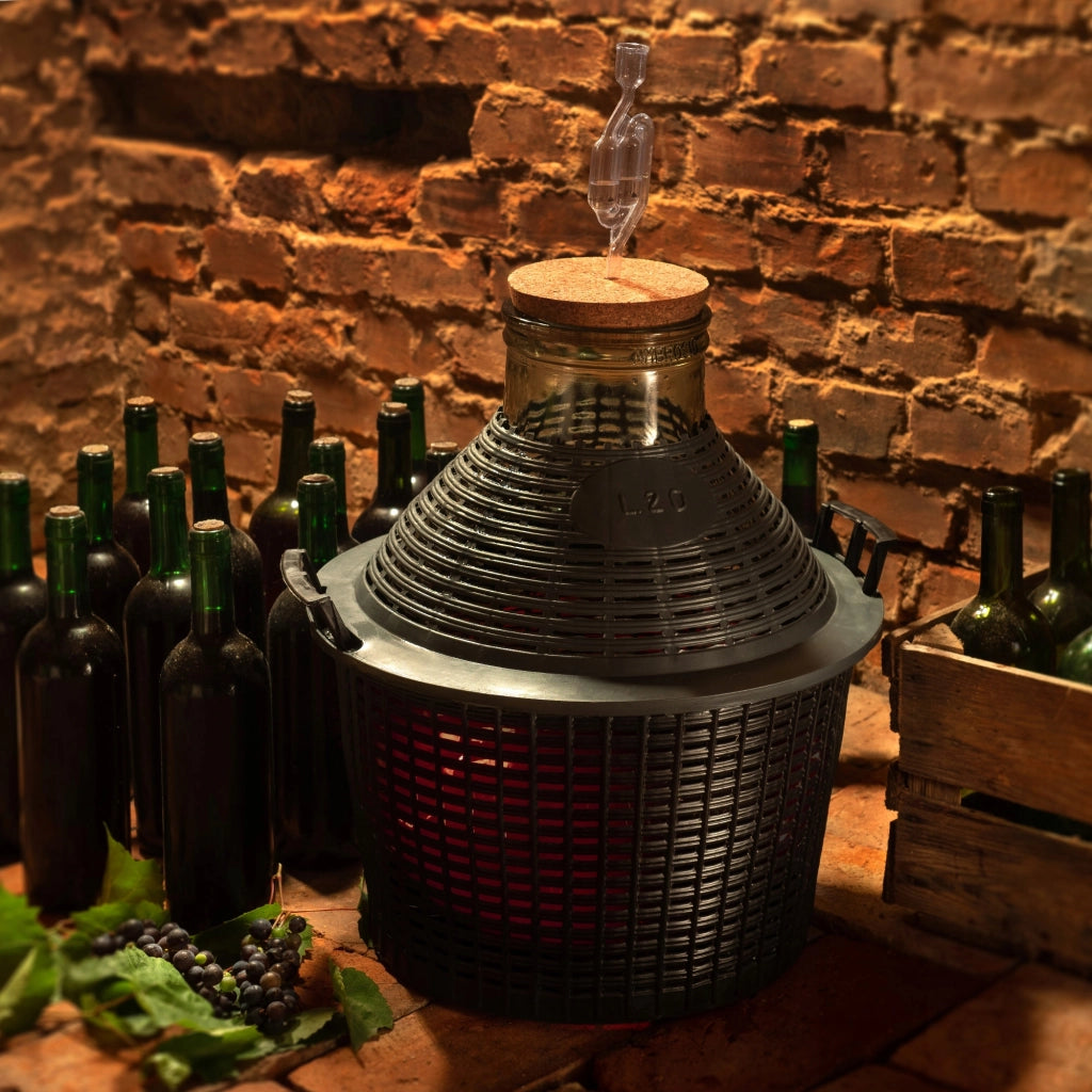 Bottiglia KADAX Lady's Balloon da 10 litri per vino e liquori in un cestino, bottiglia da gallone per vino con tappo