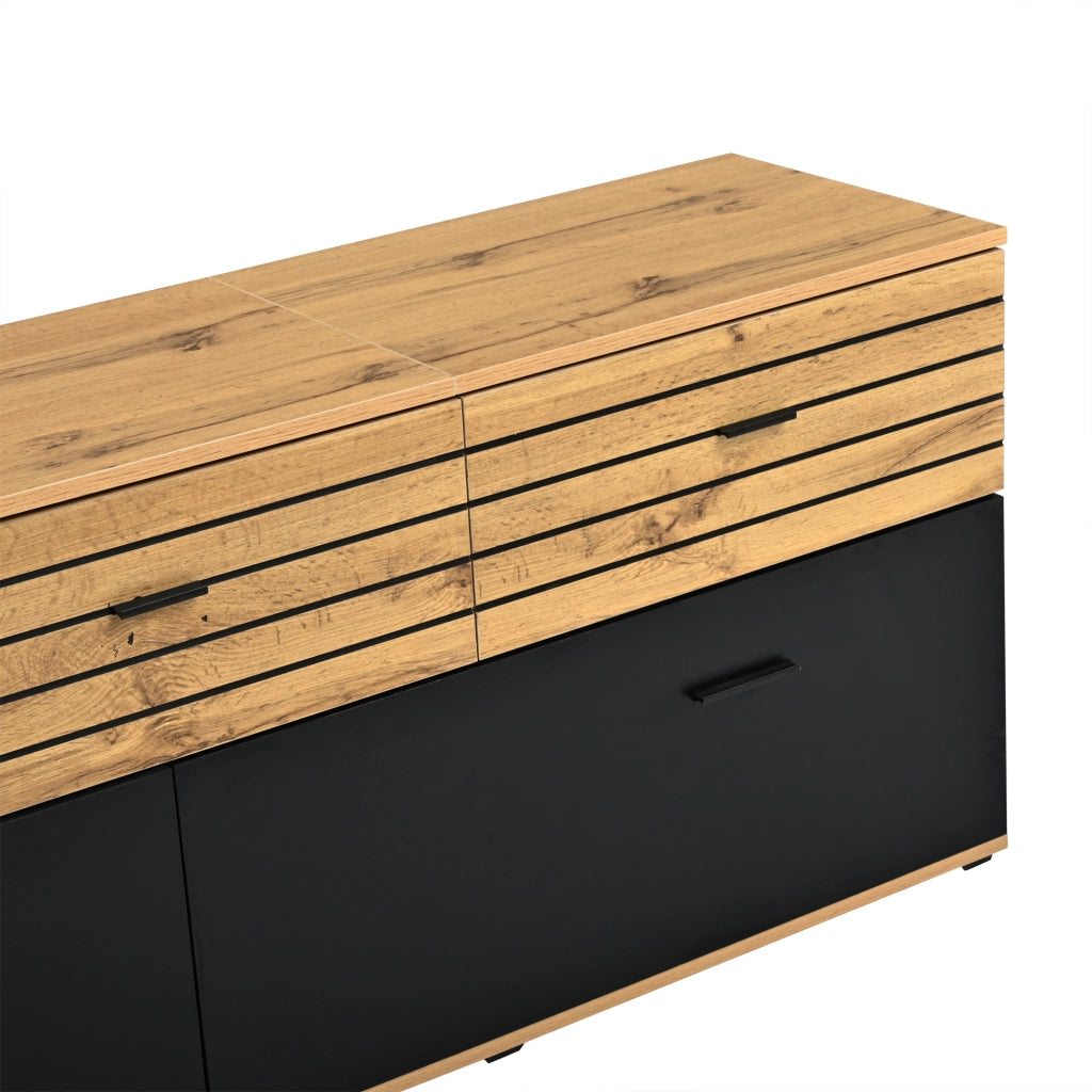 Mobile porta tv 168 cm legno e nero per tv fino a 65 pollici con cassetti e ante