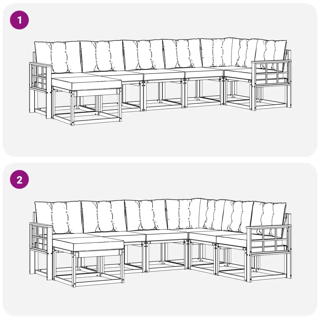 Set di divani da esterno 7 pcs Bianco e Grigio Chiaro 3389697