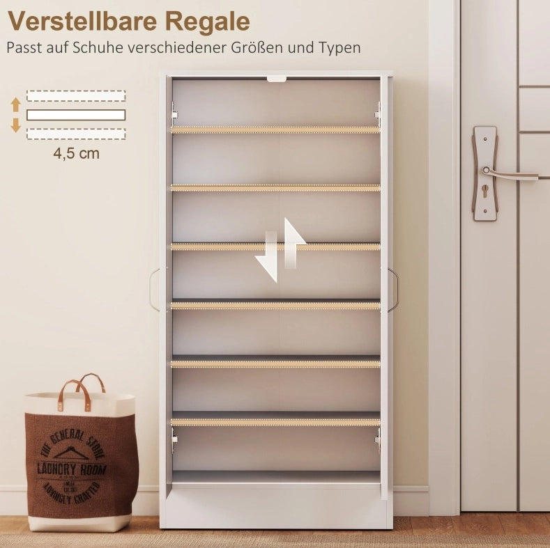 Mobile portascarpe bianco 7 ripiani 55x35x108 cm