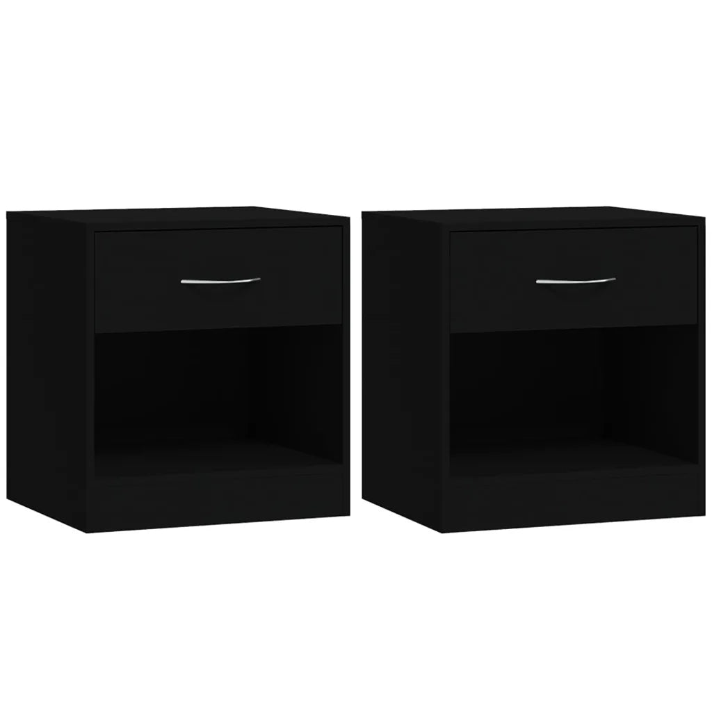 Comodini 2 pz con Cassetto Neri 342583