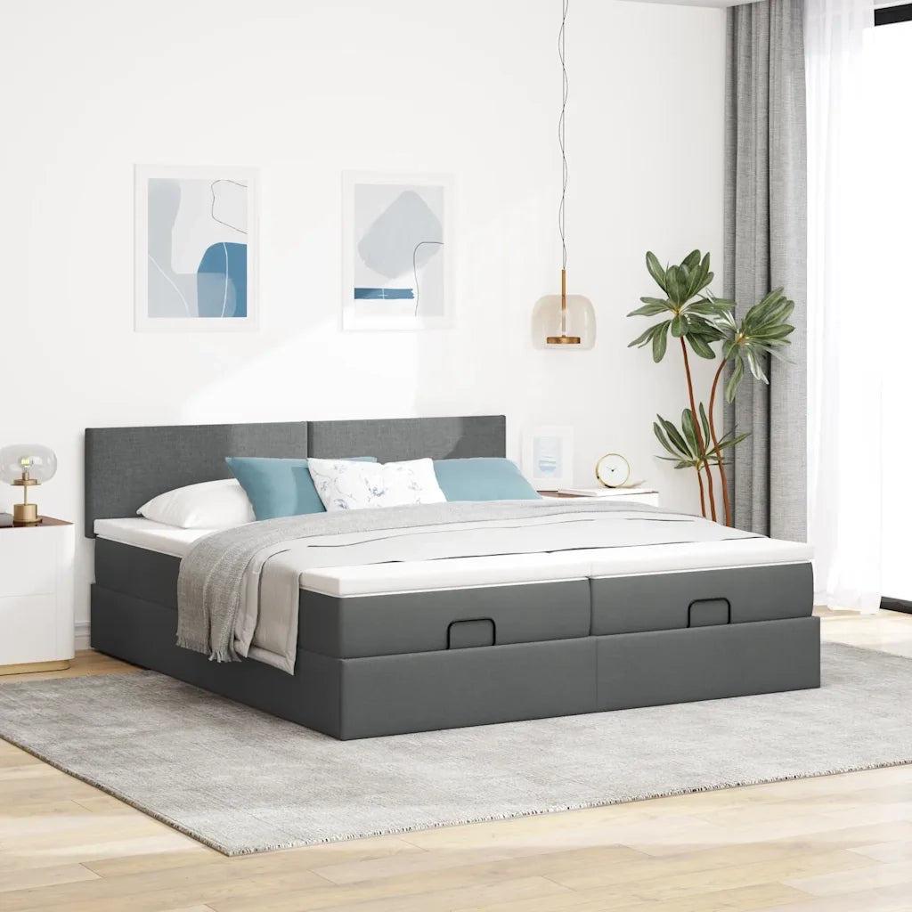 Struttura Letto Pouf con Materassi 200x200 cm in Tessuto 3311981