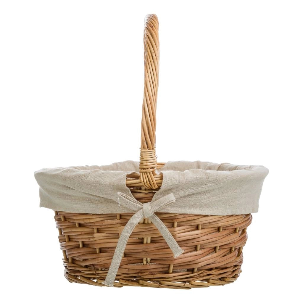 Set di 3 cestini in vimini marrone foderati