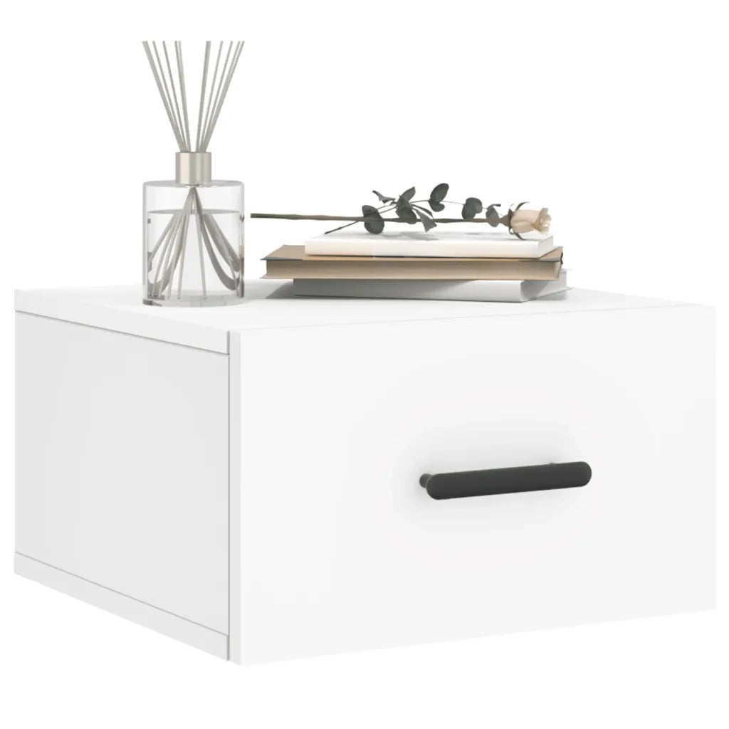 Comodino a Muro-Tavolino da notte sospeso Bianco 35x35x20 cm 434178