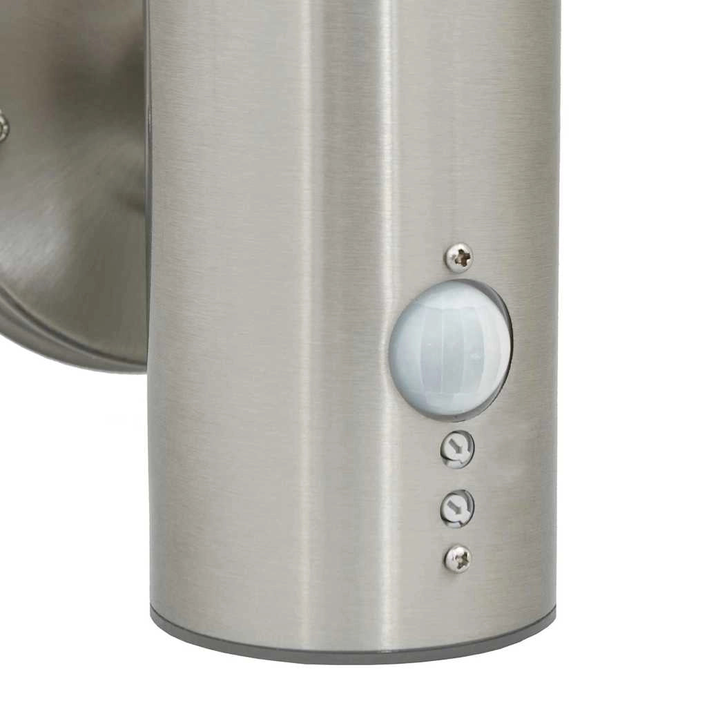 Set di 2 moderne applique da giardino cilindriche 15 x 7,5 x 33 cm in acciaio inox argento 02_0056502