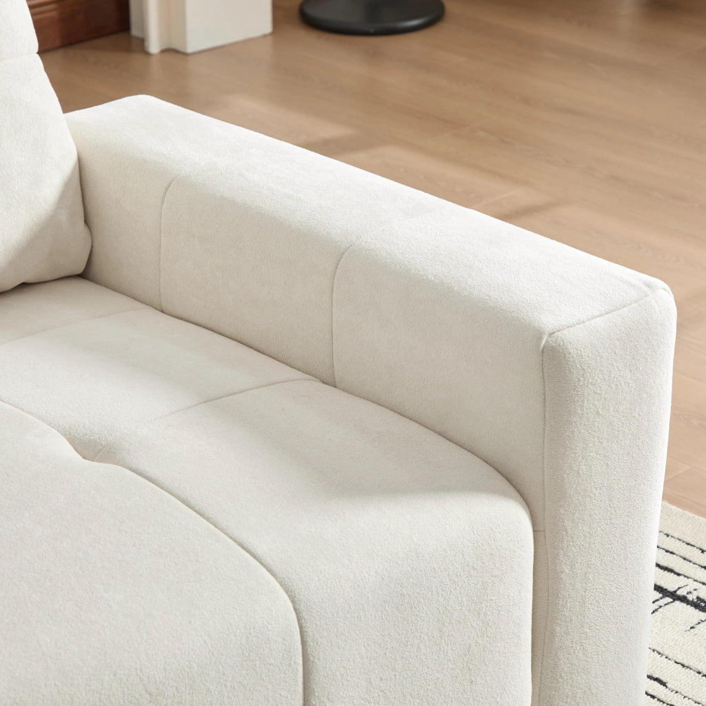 Divano modulare 3 posti con funzione letto e profondità regolabile in chenille beige