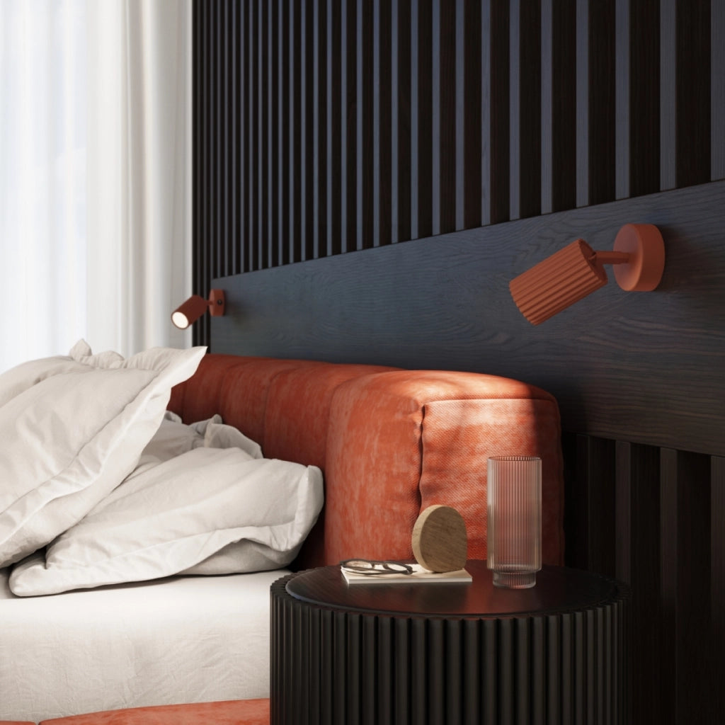 Lampada da parete KARBON rosso ocra con interruttore