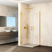 Box doccia angolare GLASS 2 porte battenti 48,5-50,5/48,5-50,5 cm oro vetro trasparente
