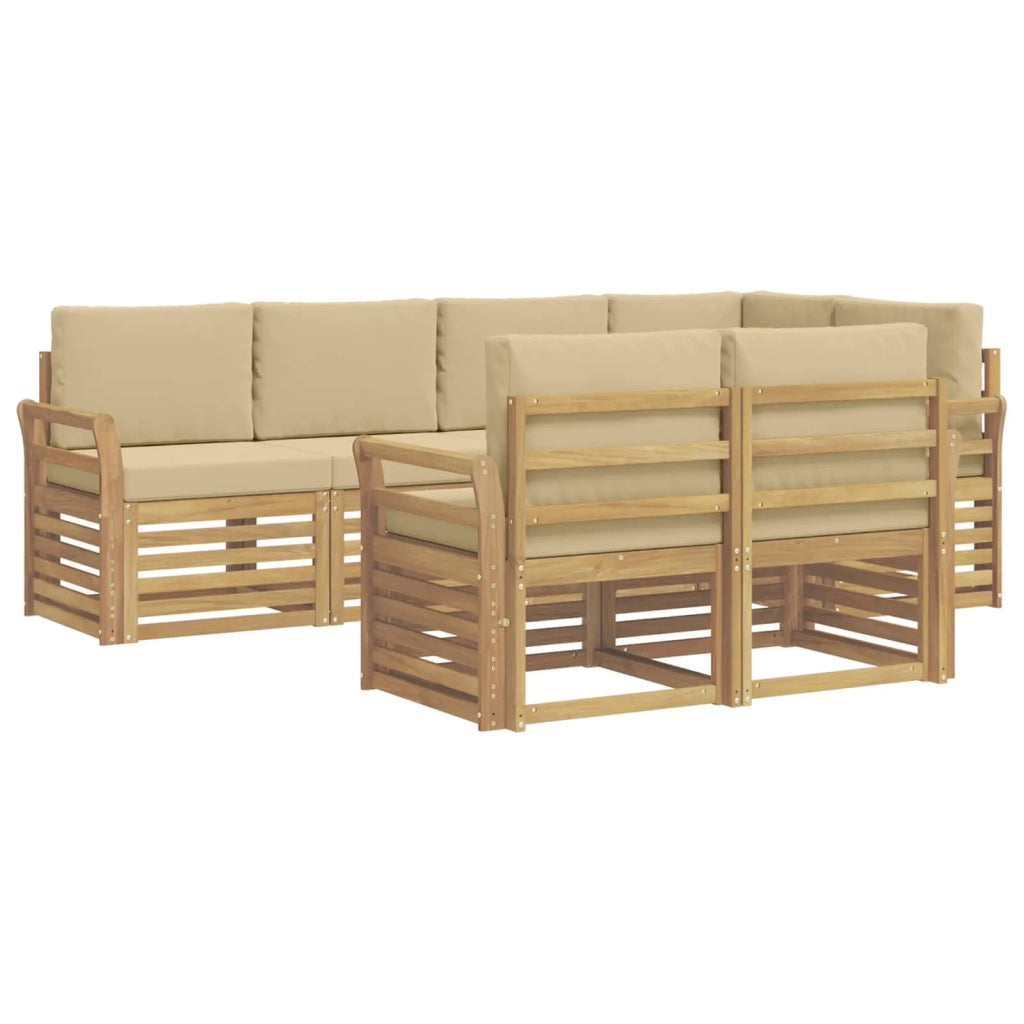 Set di divani da esterno 7 pcs Bianco e Beige 3391998