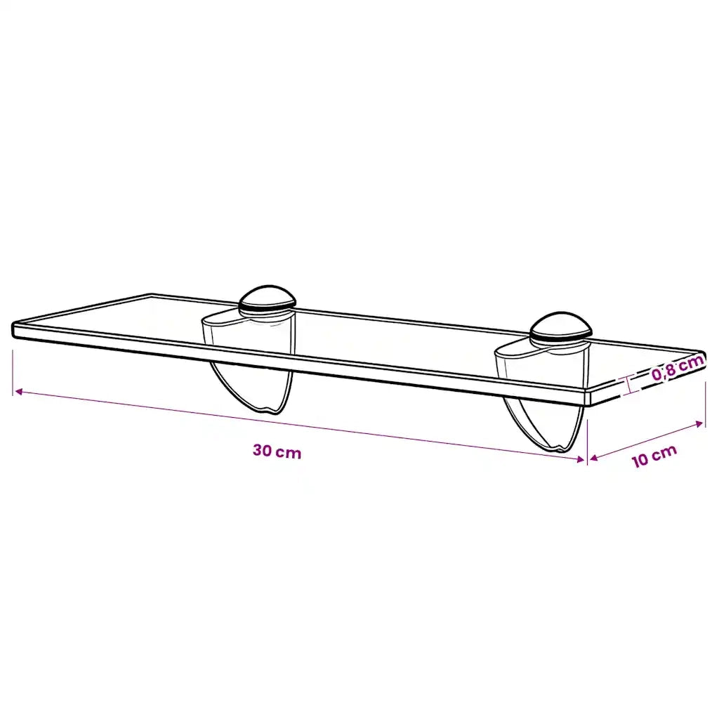 Mensola Galleggiante in Vetro 30x10 cm 8 mm 243754