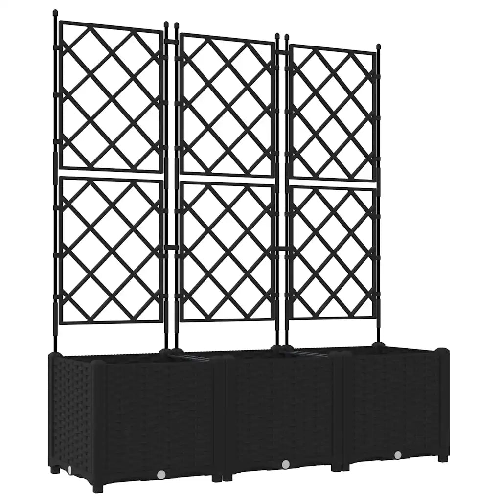 Fioriere | Cassetta per fiori | Vaso da giardino 3 pz Nero 120 x 40 x 143 cm Plastica