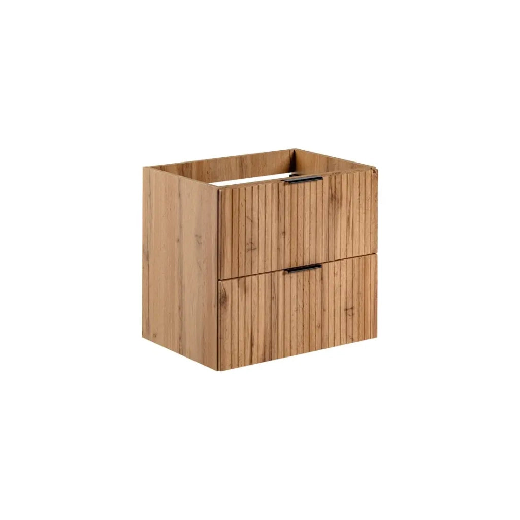 Mobile sottolavabo NOXERA – 60 cm – 2 cassetti – Colore rovere wotan – Mobile sospeso moderno