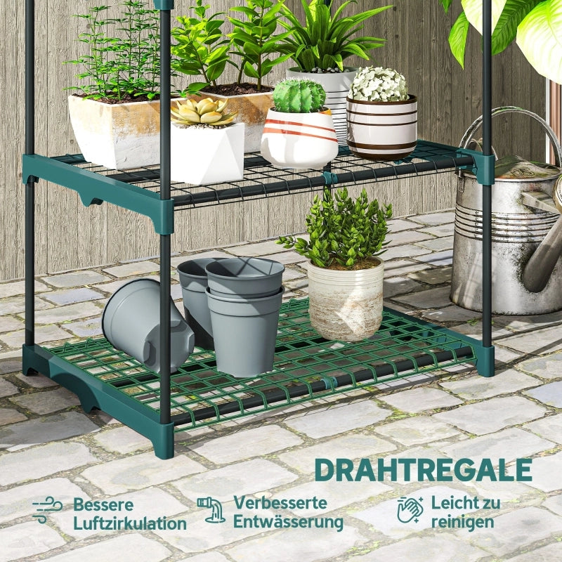 Fioriera verticale con ripiani per balcone e terrazzo, acciaio e plastica, verde scuro 67×49×138 cm