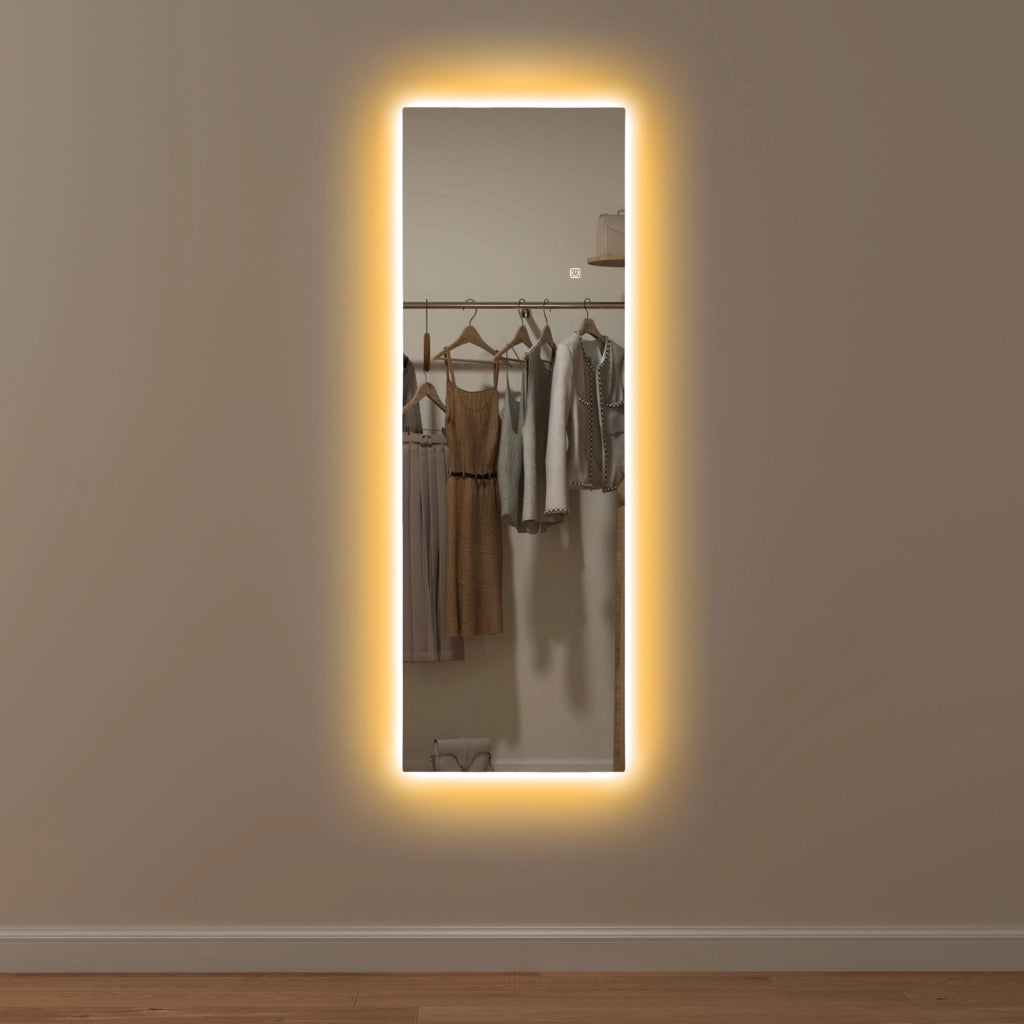 Specchio da parete LED 40x3x120 cm in vetro temperato, luce regolabile