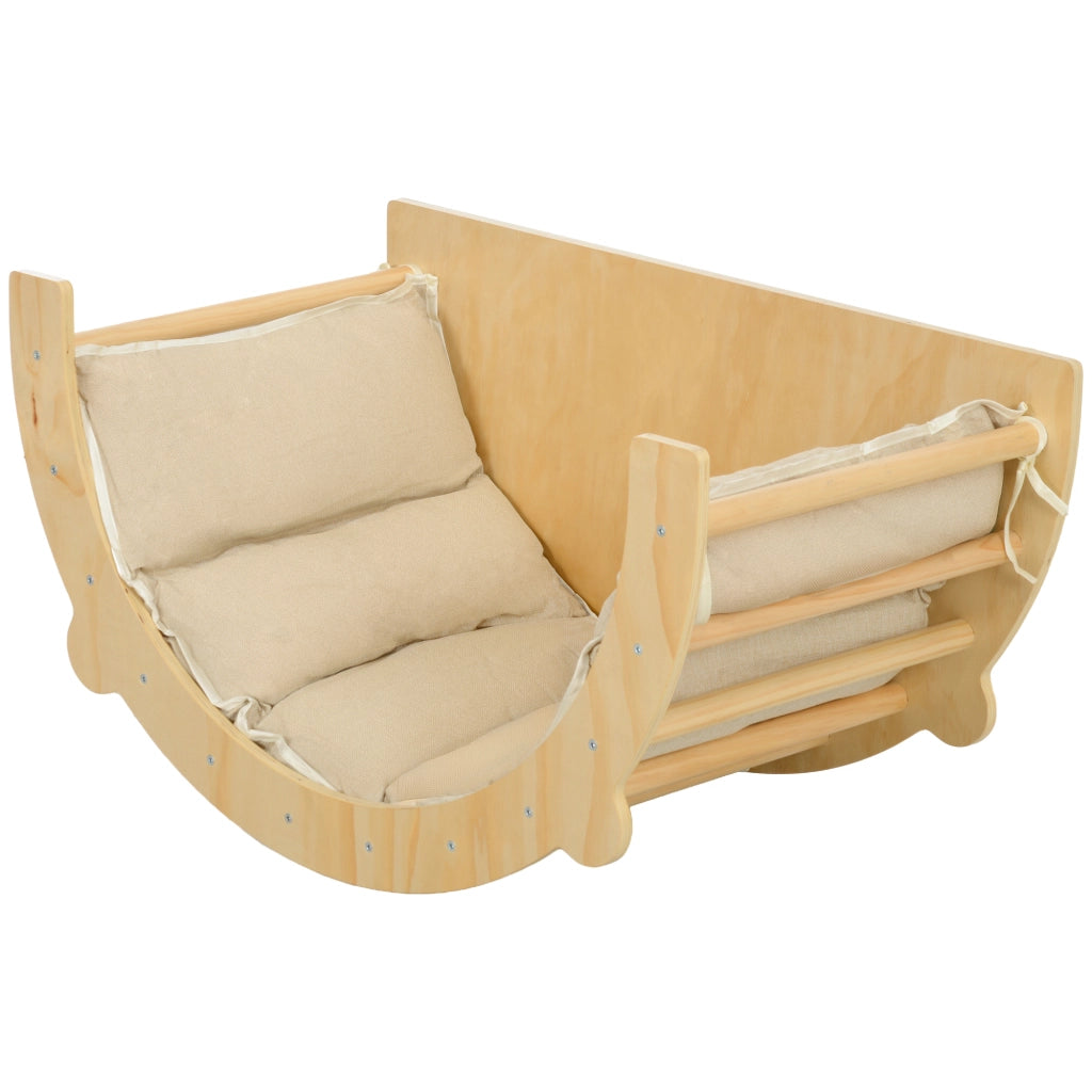 Arco Montessoriano 3 in 1 per Bambini da 18-48 Mesi, Struttura da Arrampicata, Tavolino e Dondolo con Cuscino