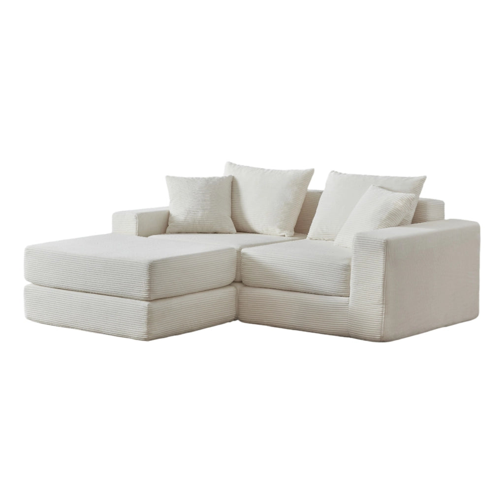 DIVANO modulare 259,5x96x80 cm bianco con base antiscivolo
