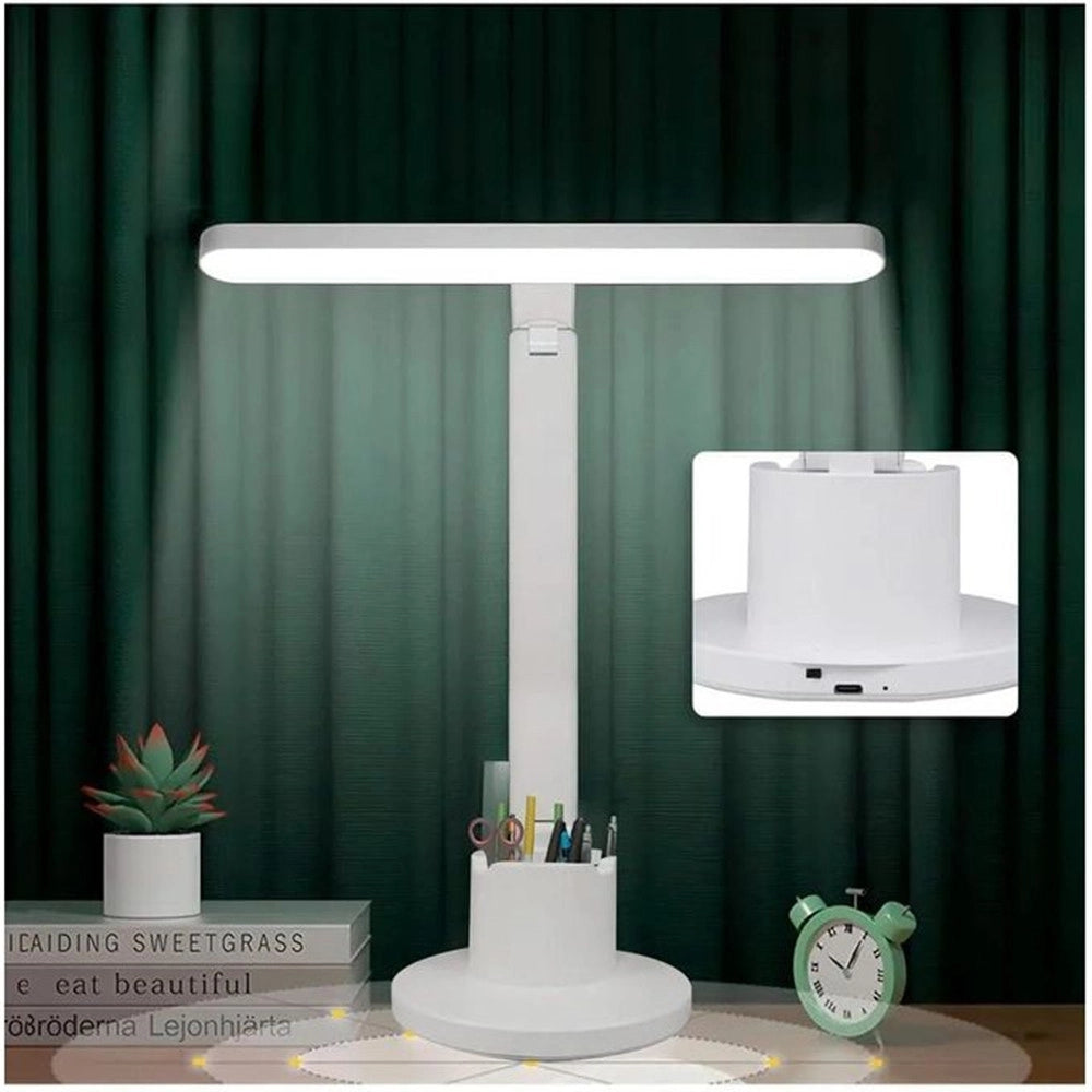 Trade Shop - Lampada Da Scrivania A Led Ricaricabile Usb Touch Con Supporto Per Telefono Penna Le-335 -