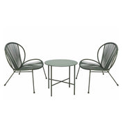 SET 2 POLTRONE E TAVOLINO IN METALLO VERDE SCURO