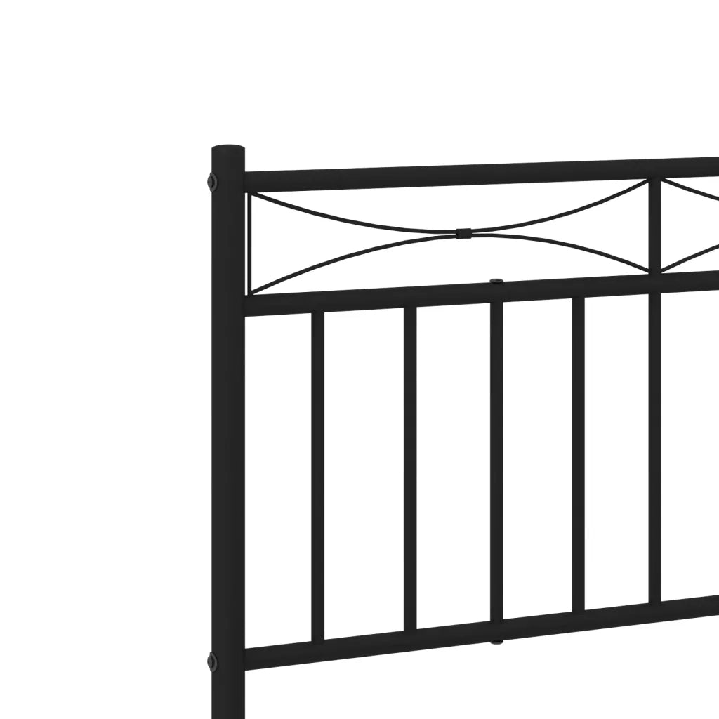 Letto singolo | Letto per adulti | Giroletto con Testiera in Metallo Nero 90x190 cm
