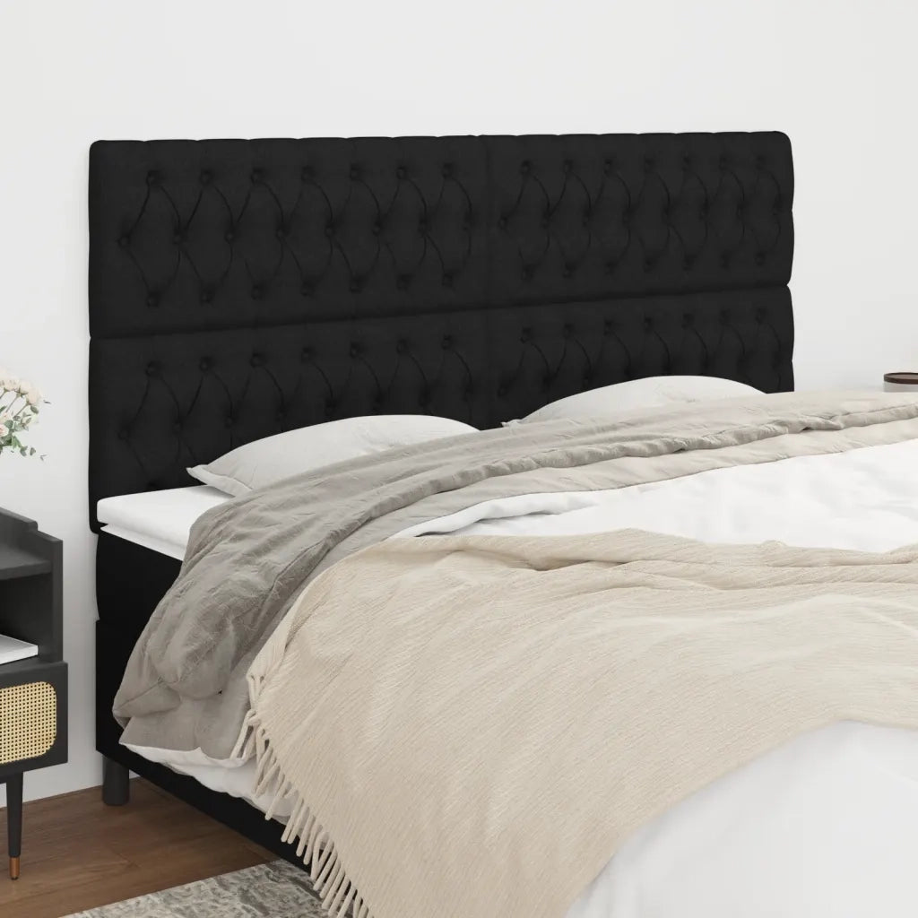 Testiera | Testata Nera 200x7x118/128 cm Tessuto