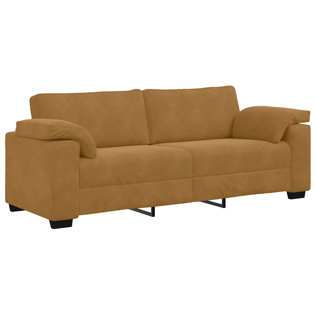 Divano a 3 Posti-Sofa 3 Posti Marrone 178 cm in Velluto