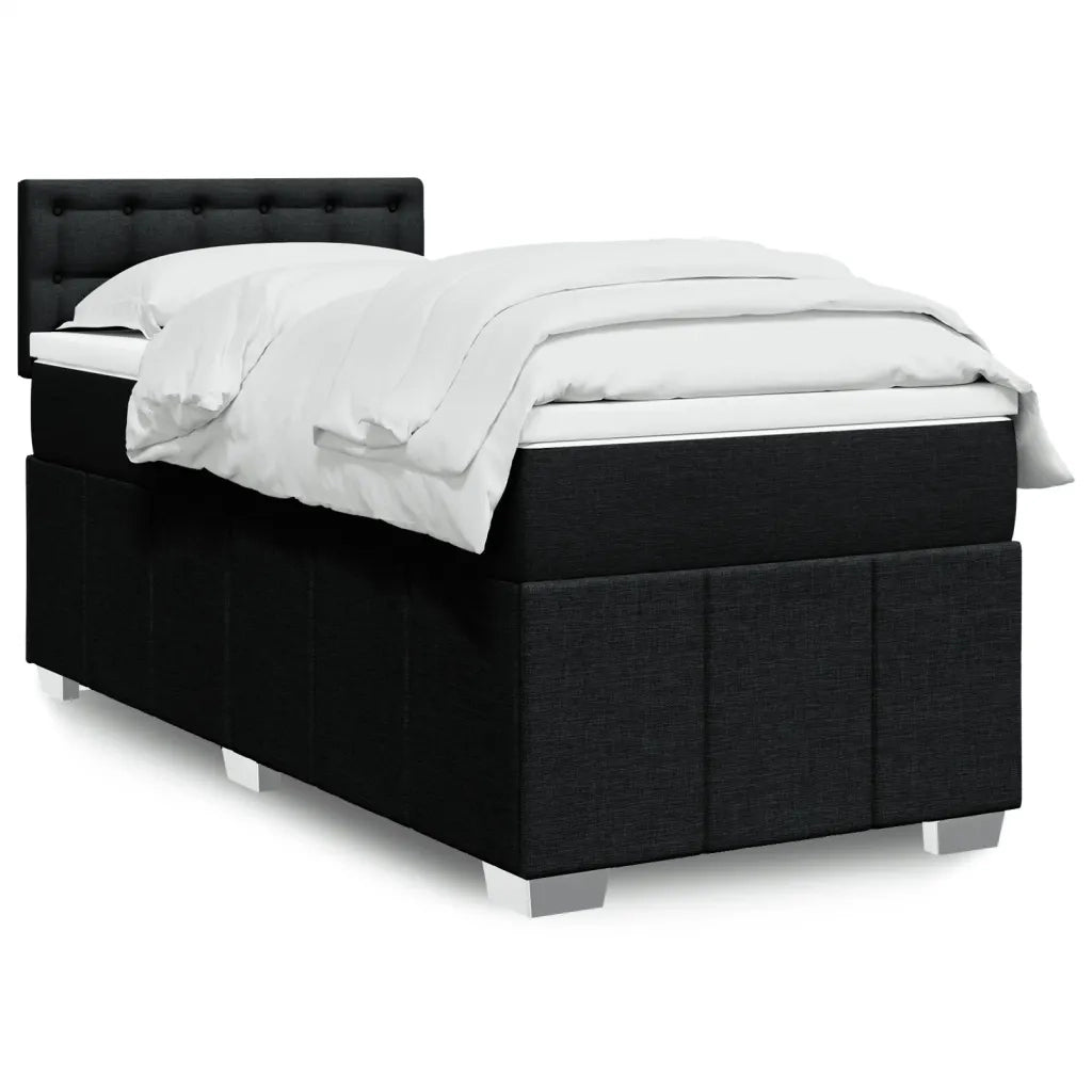 Giroletto a Molle con Materasso-Struttura Letto Nero 80x200 cm inTessuto 539766