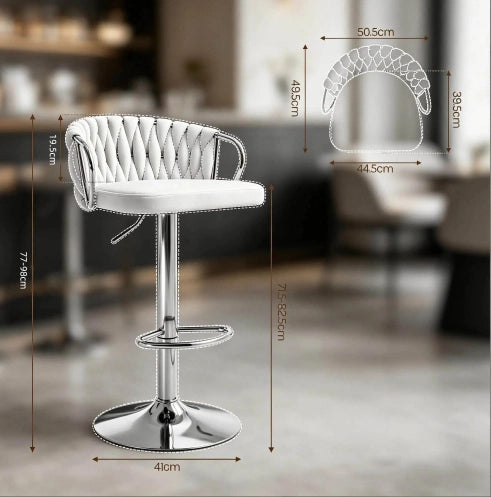 Set di 2 sgabelli da bar in velluto grigio scuro regolabili