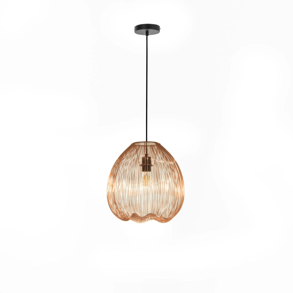Lampada a Sospensione Jaula in Metallo Ottone Lucido, Diametro 35 cm, Altezza Regolabile, Attacco E27 per Interni - Illuminazione Design