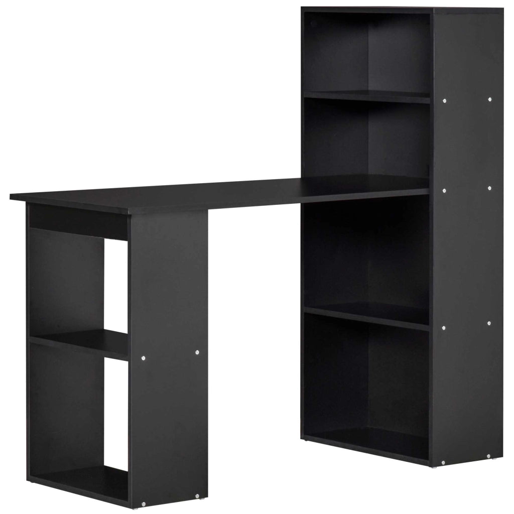 EasyComfort Scrivania PC in Legno con 6 Ripiani Portaoggetti Laterali, 120x55x120 cm, Nero