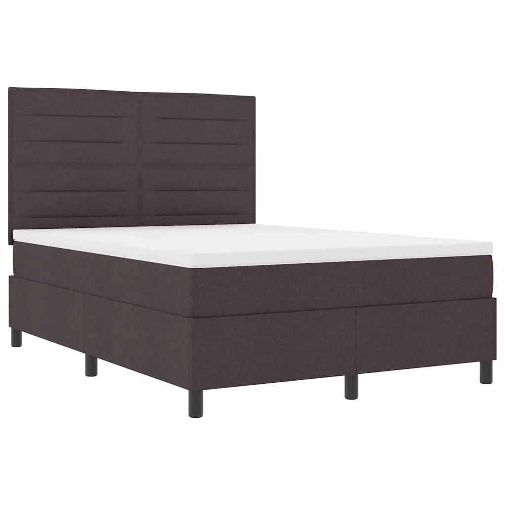 Letto a molle con materasso Marrone scuro 160 x 200 cm Tessuto