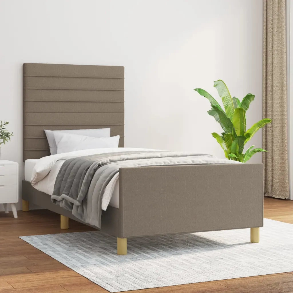 Letto singolo | Letto per adulti | Giroletto senza Materasso Tortora 80x200 cm Tessuto